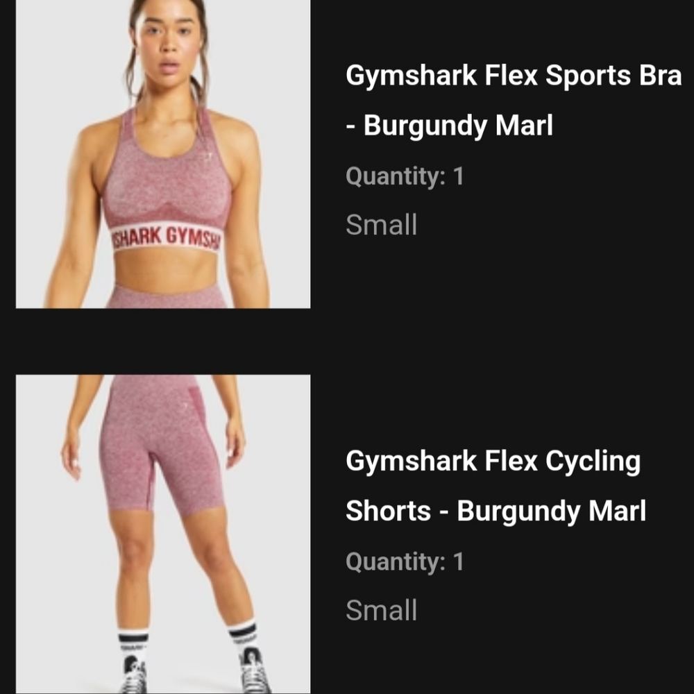 Gymshark Flex sports bra/cycling shorts set